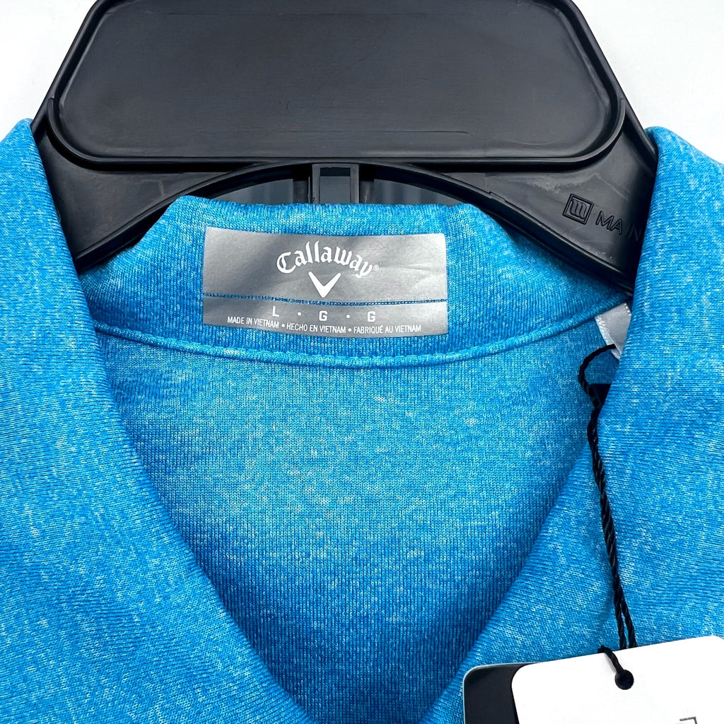 CALLAWAY Womens 1/4 Zip Short Sleeve Golf Polo Shirt Large Blue Sea Heather NWT