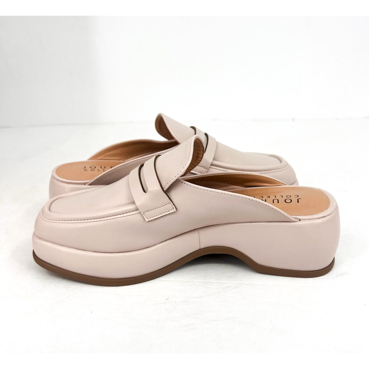 JOURNEE COLLECTION Women's Antonina Platform Loafer Mule Size 6.5 Cream Bone NIB