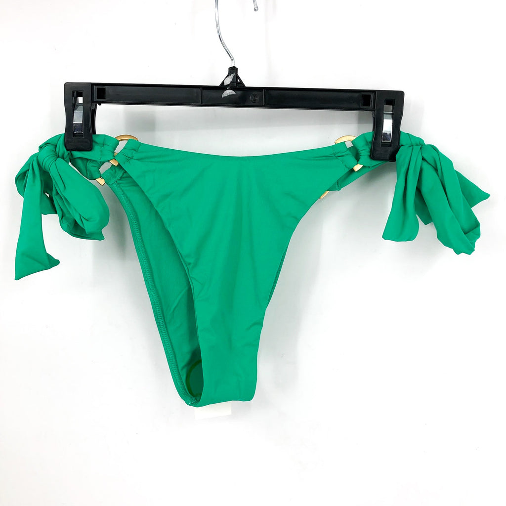 L*SPACE Women's Kiki Bikini Bottom Medium Jade Green Side Tie Metal D Rings NWT