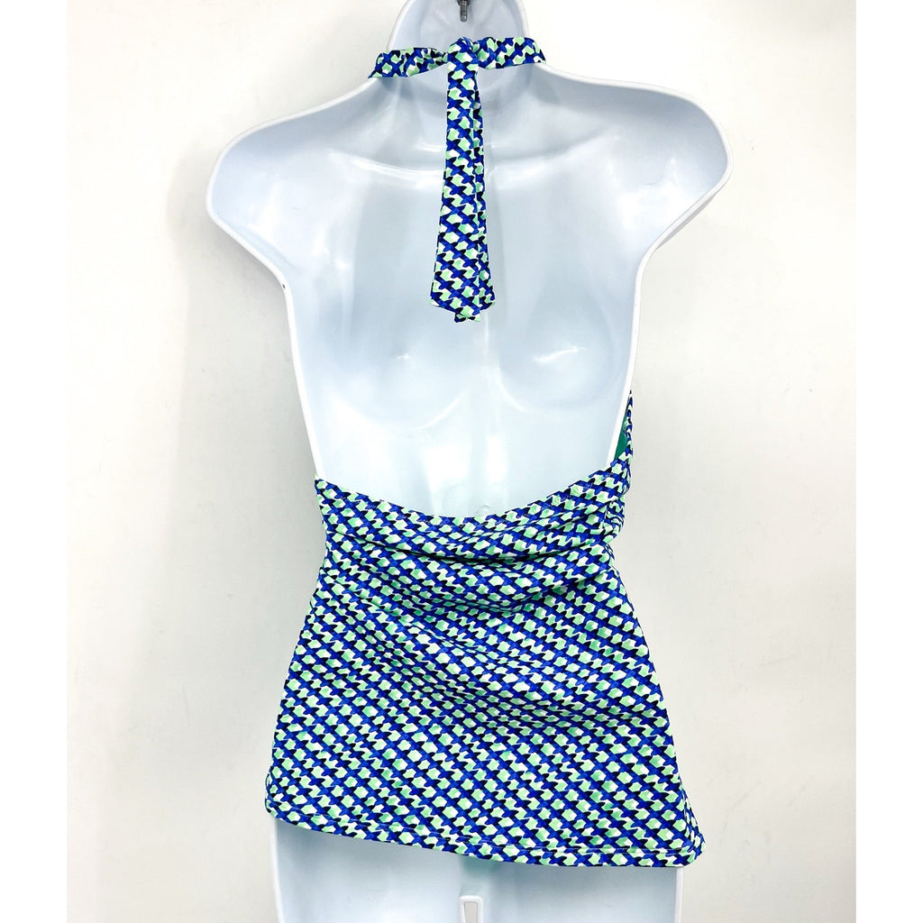 TOMMY BAHAMA Mosaic Pool Ring Tankini Top XL Beach Glass Blue Palm Modern NWT