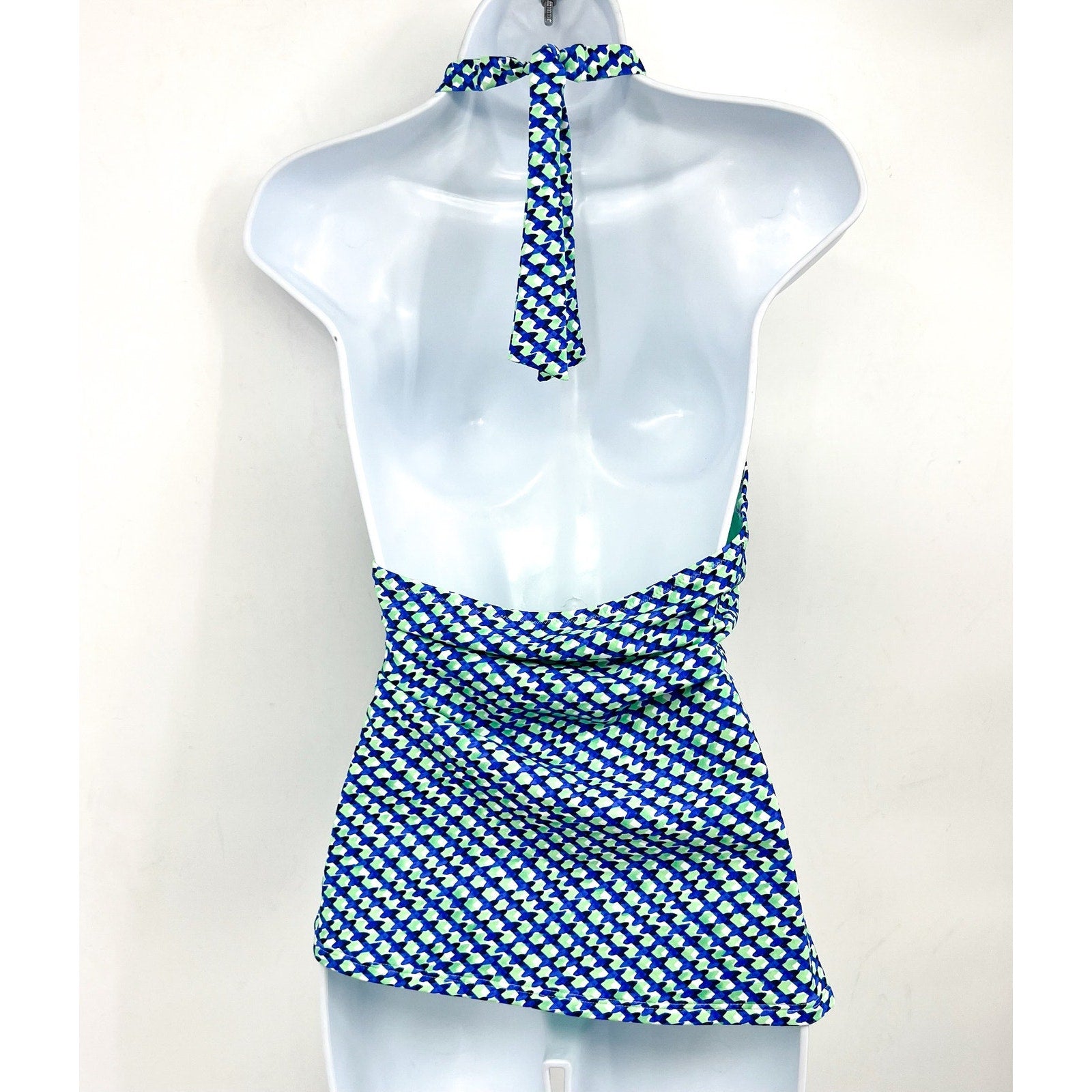 TOMMY BAHAMA Mosaic Pool Ring Tankini Top XL Beach Glass Blue Palm Modern NWT