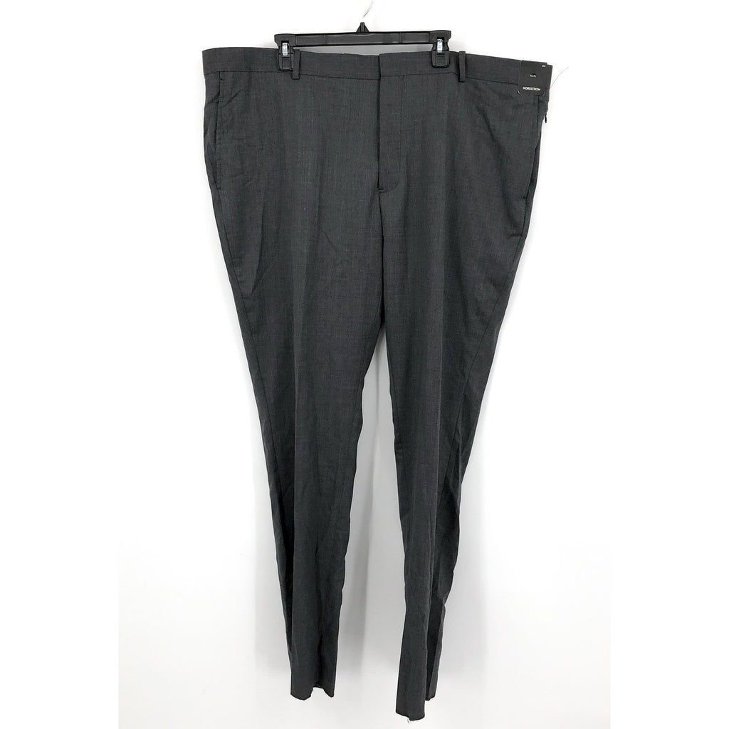 NORDSTROM Men's Trim Fit Dress Pants 48W Dark Grey Tech-Smart Wool Blend NWT