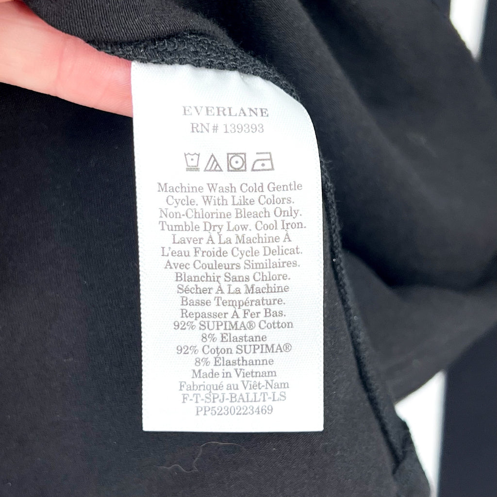 EVERLANE Women's The Supima Form Ballet Neck Tee Medium Black Long Sleeve NWT
