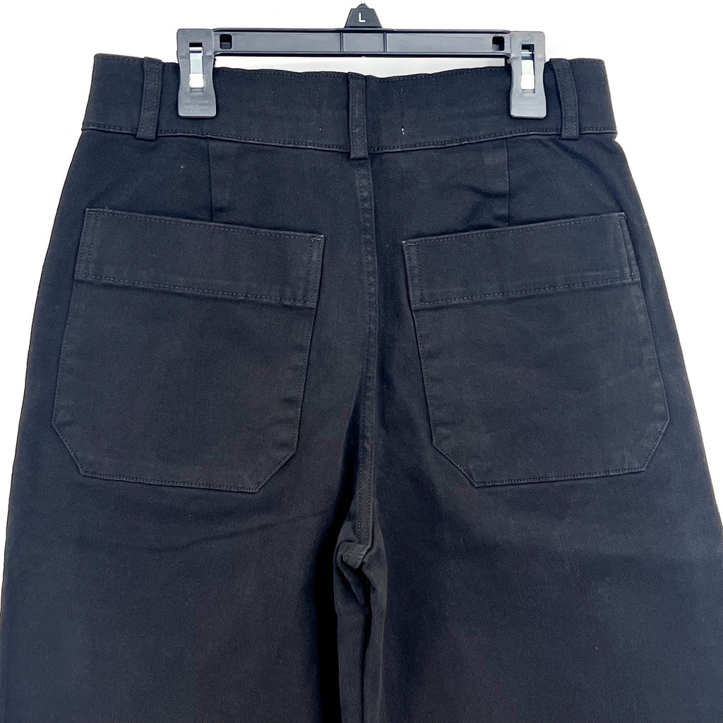 EVERLANE Womens Organic Wide-Leg Crop Pants Size 4 Black Chino Stretch Twill NWT