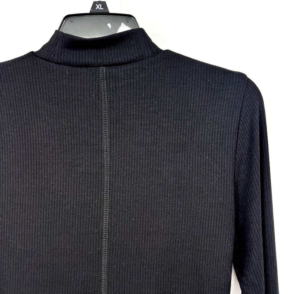 MADEWELL Women's Drapey Rib Long-Sleeve Mockneck Top Medium Jet Black NS610 NWT