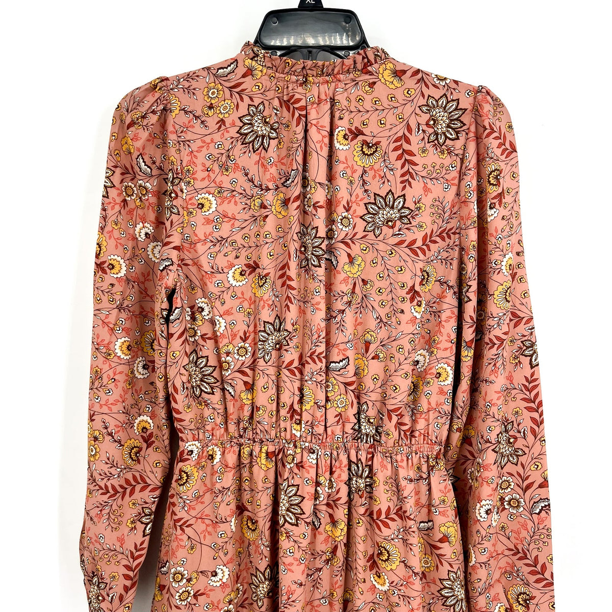 LES SEREIN Floral Long Sleeve Mini Dress Small Pink Multi Elastic Waist NWT