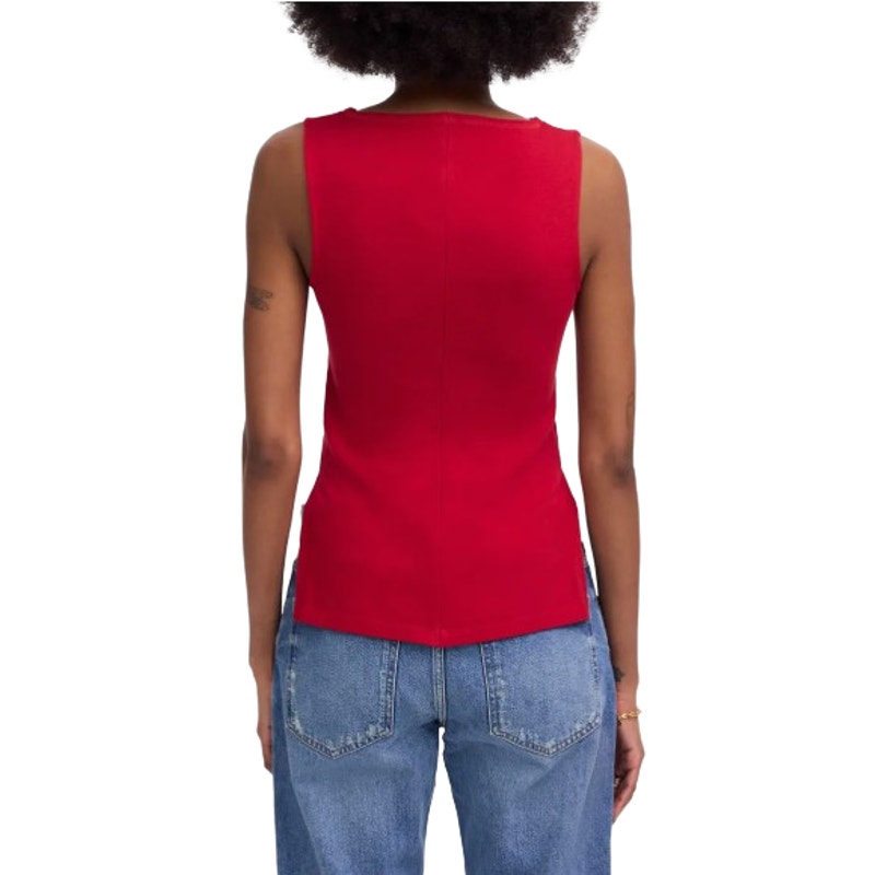 MADEWELL Women's Sleeveless Boat Neck Shirt Small Red Crimson NU773 NWT