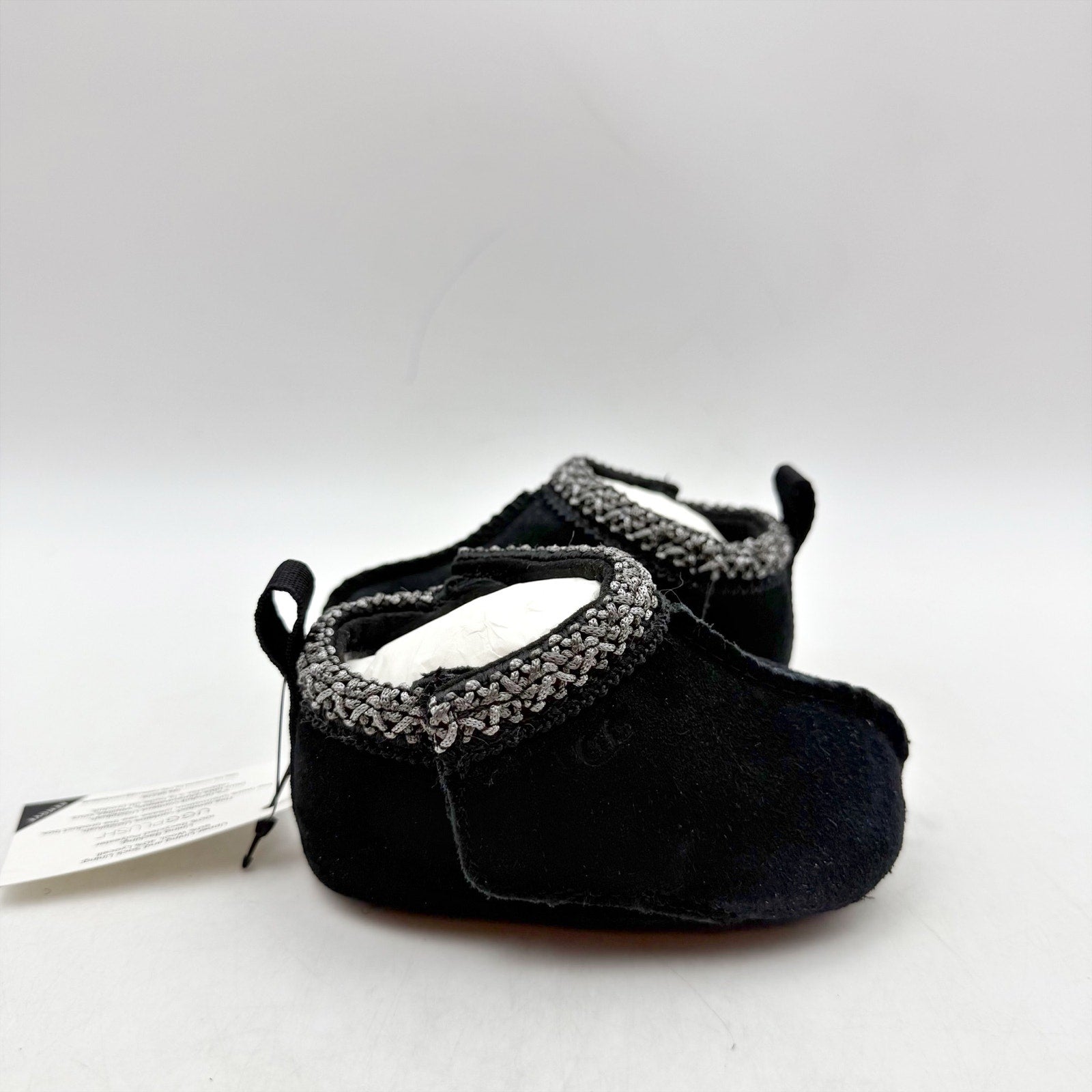 UGG Baby Tasman Slippers US 0/1 XS Black Suede NIB