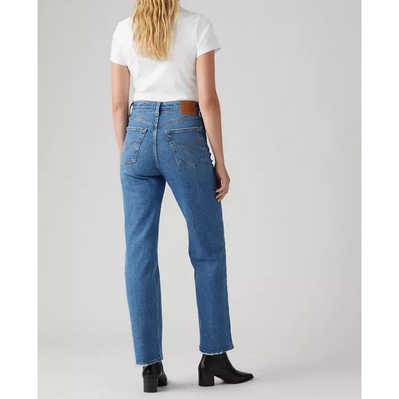 LEVI'S Womens Ribcage Straight Jeans 31x32 US 12 Blue Dance Around 790780008 NWT