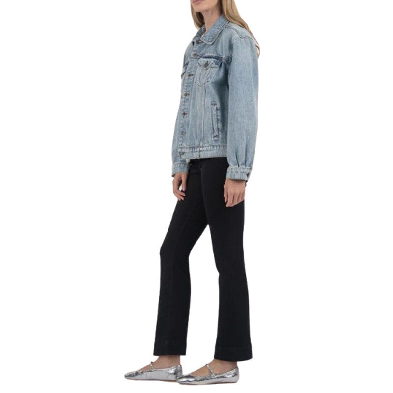 KUT FROM THE KLOTH Emmy Boyfriend Jean Jacket Large Medium Blue Relaxed Fit NWT