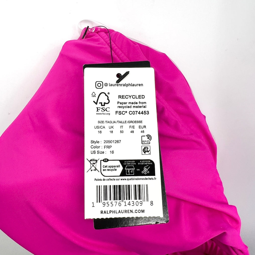 LAUREN RALPH LAUREN O-Ring One-Piece Swimsuit Size 16 Freesia Pink High-Neck NWT