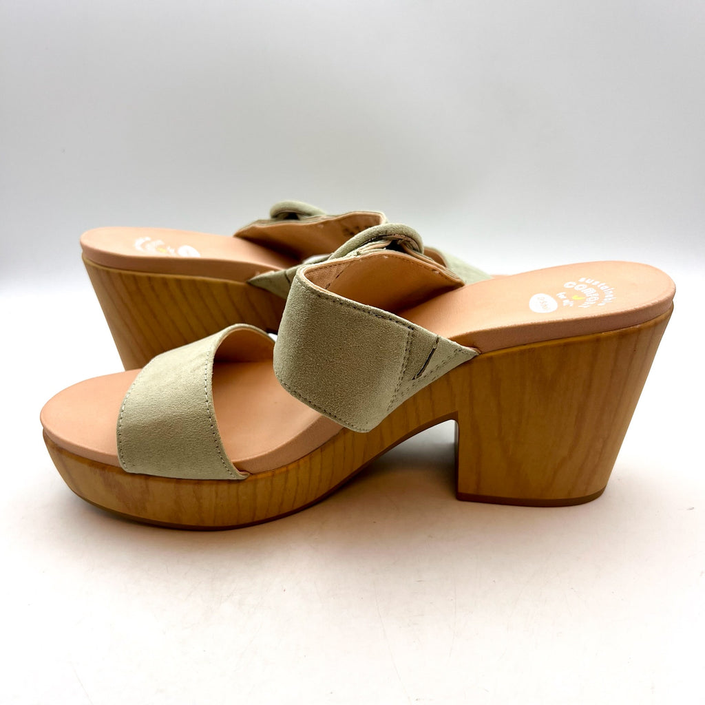 DR. SCHOLL'S Bayside Comfort Platform Sandals Size 11 Pistachio Green NWOB