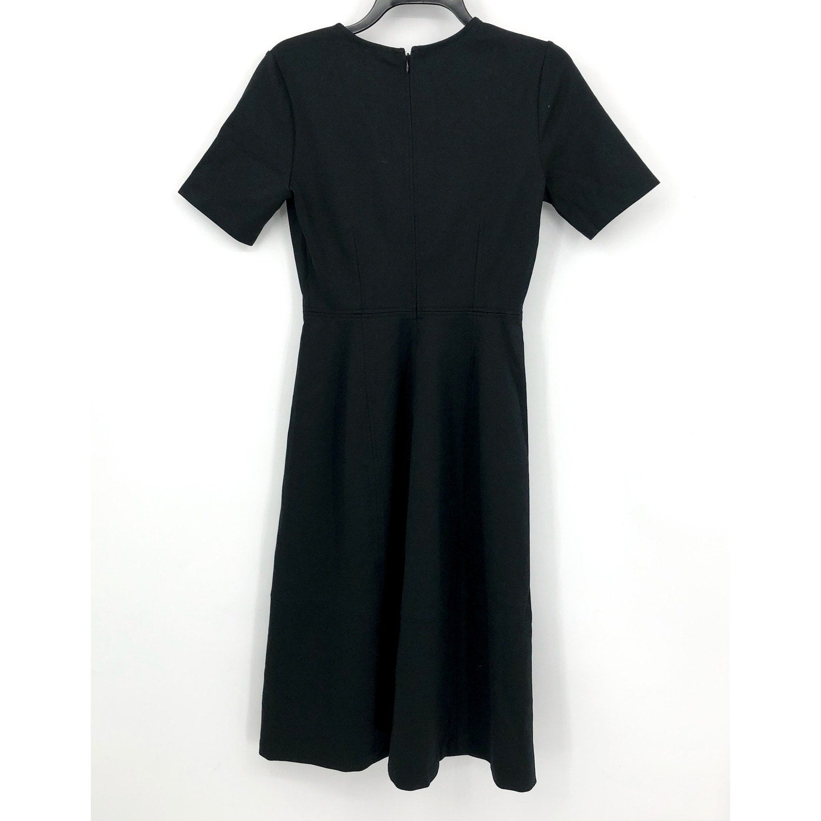 EVERLANE Women's The Dream Short-Sleeve Bell Dress Medium Black Midi NWT