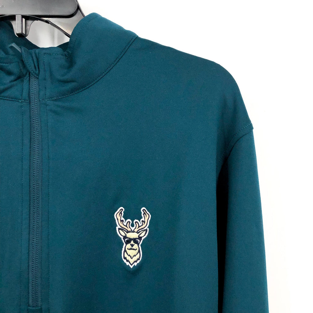 WAGGLE Men's Kentucky Buck 1/4 Zip Pullover Medium Teal Green NWT