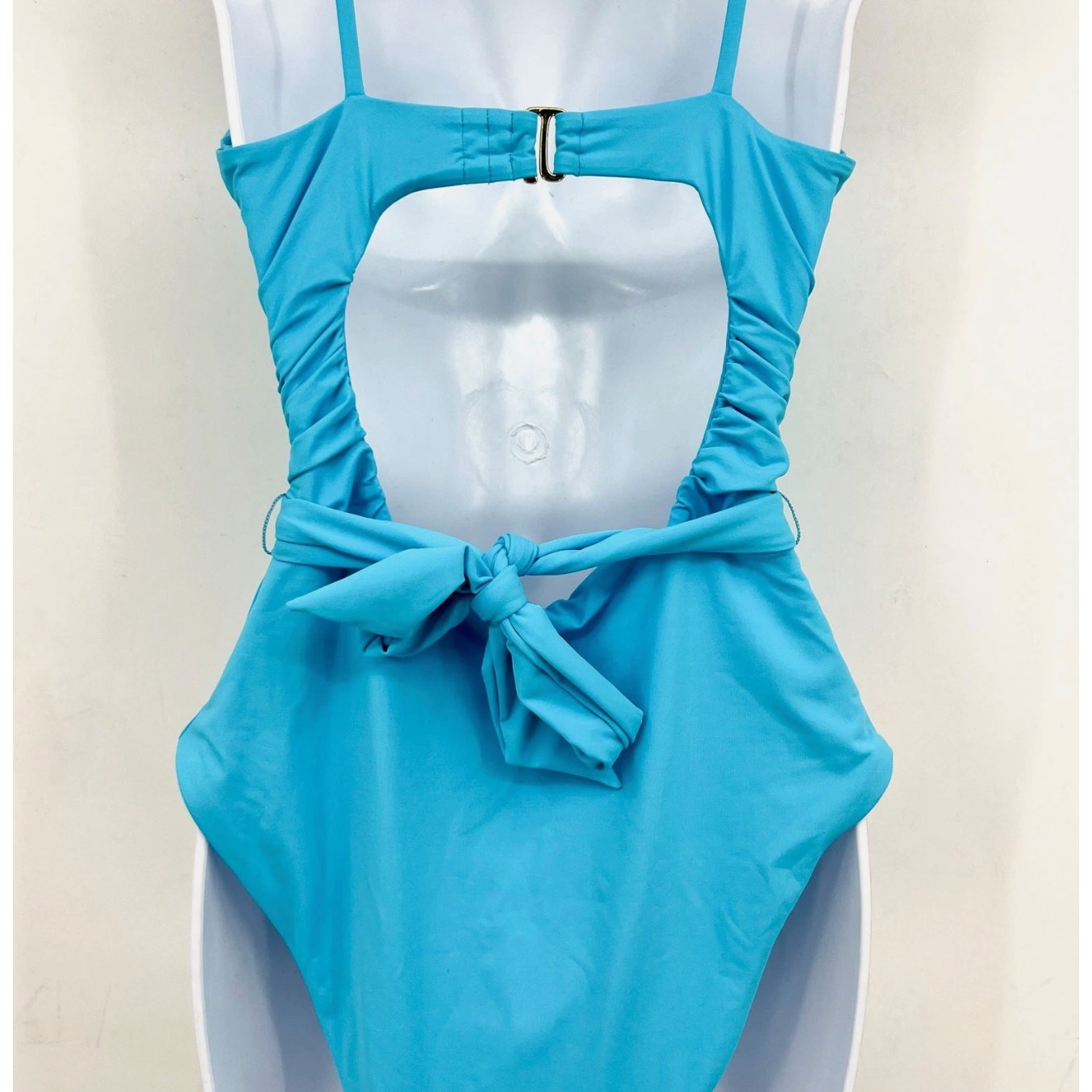 BECCA Garden Of Eden Magnolia Plunge One Piece Swimsuit Small Pool Blue NWT