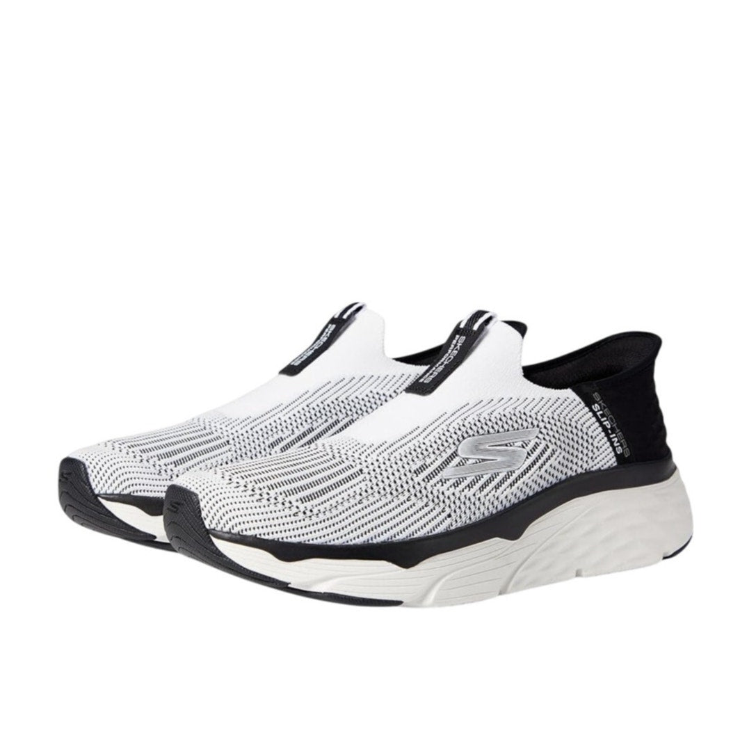 Skechers Men's Max Cushioning Elite Slip On Sneakers Size 9 Black White Knit NIB