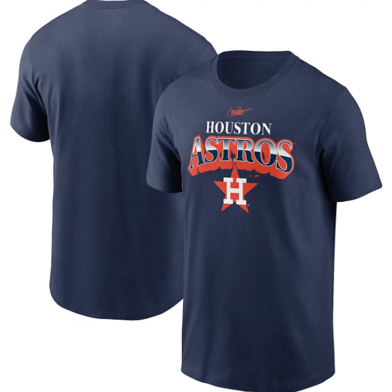 NIKE Mens Houston Astros Cooperstown Rewind Arch T-Shirt Small Navy Blue NWT