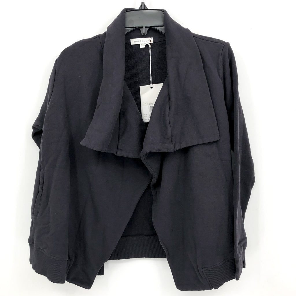 MODODOC Women's Draped Open Cardigan Small Medium Grit Gray French Terry NWT