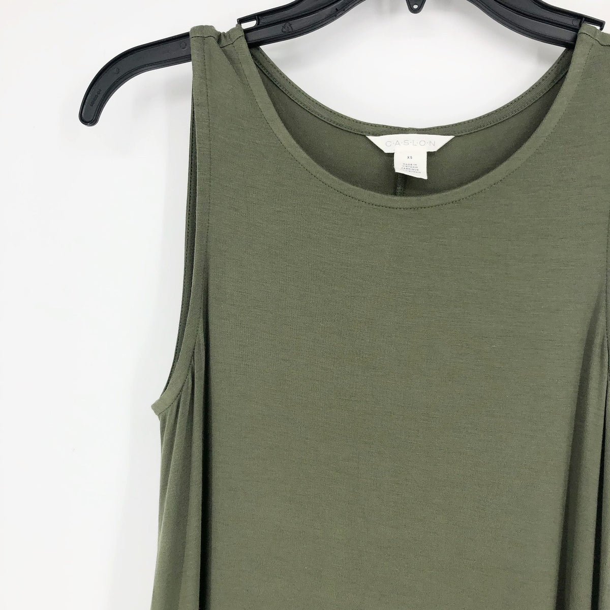Caslon Womens Swing Dress XS Green Tank Sleeveless Round Neck Pockets NWT