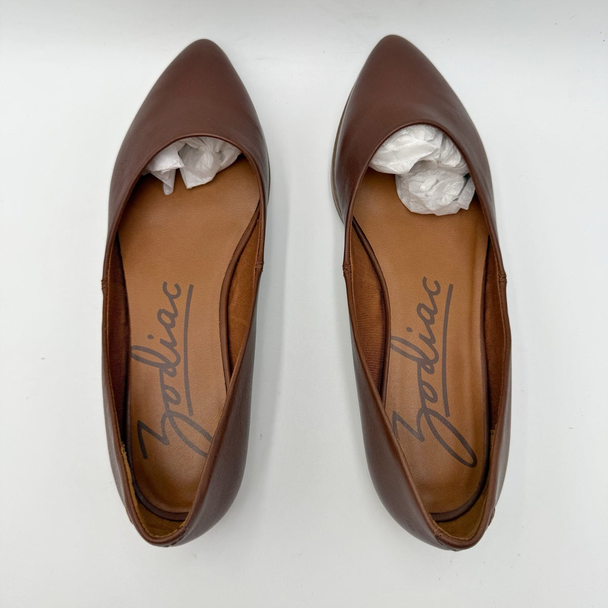 Zodiac Womens Hill Ballet Flats Size 7.5 M EU 38 Cognac Brown Leather NIB