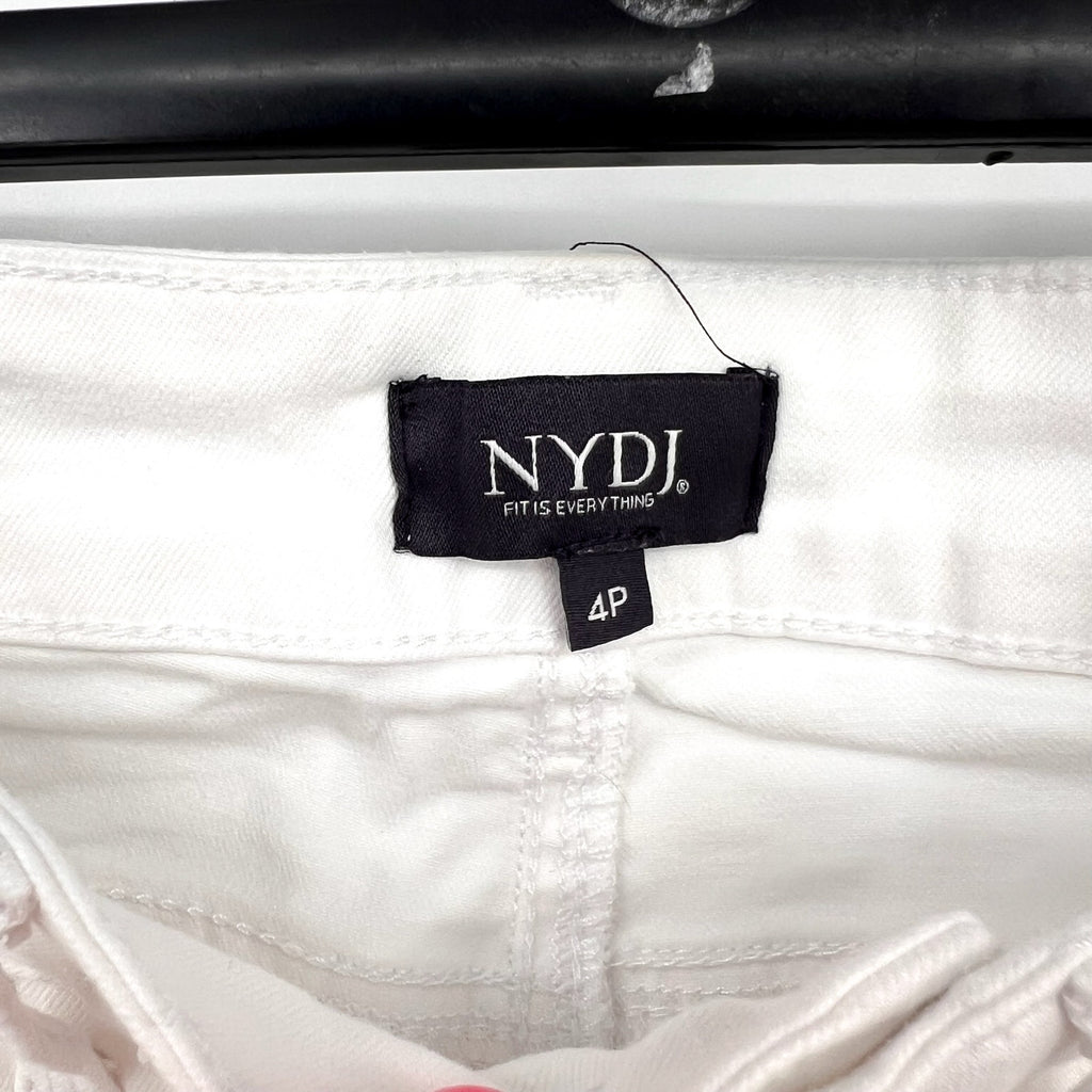 NYDJ Womens Ella Denim Shorts Size 4 PETITE Optic White 8" Inseam NWT