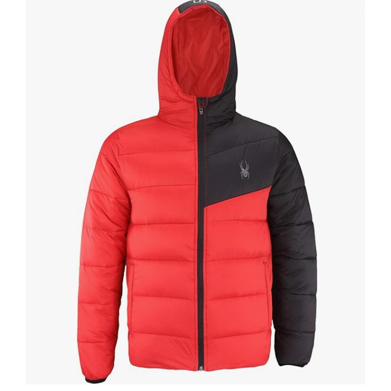 Spyder Boys Ace Puffer Winter Jacket Medium Racing Red Hooded Winter Coat NWT