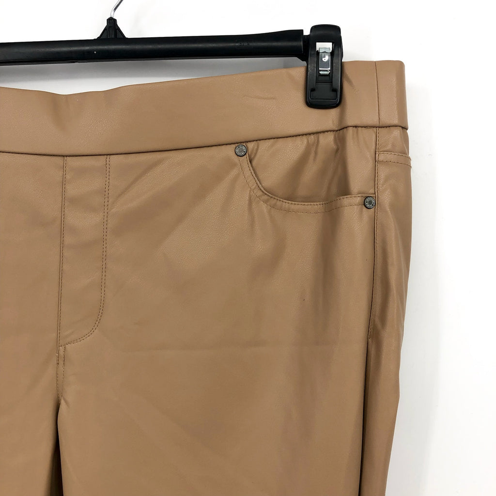 GLORIA VANDERBILT Avery Faux Leather Leggings Size 14 Tan Pull on Skinny NWT
