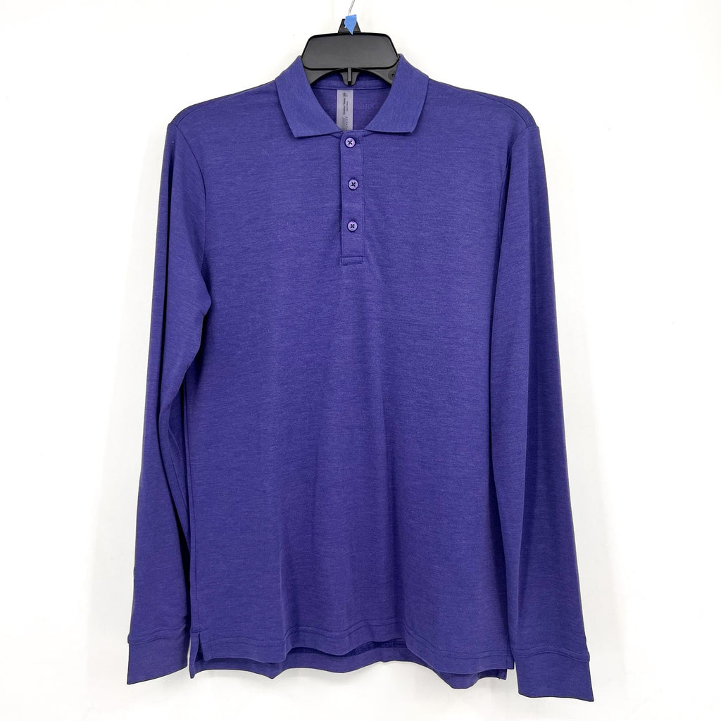 OUTDOOR VOICES Men's Birdie Long Sleeve Polo Shirt XXS Purple DriRELEASE NWT