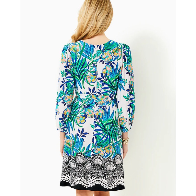 LILLY PULITZER Womens Wexlee Print Dress Size 8 White Green Golden Hour Glam NWT