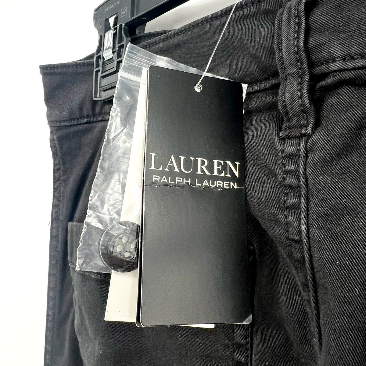 LAUREN RALPH LAUREN Womens Wide Leg Cropped Pants Size 2 Black Stretch Chino NWT