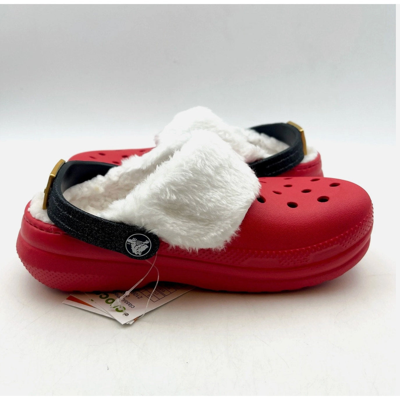 Crocs Unisex Santa Classic Clogs Little Kids 11 Festive Red White Black NWT
