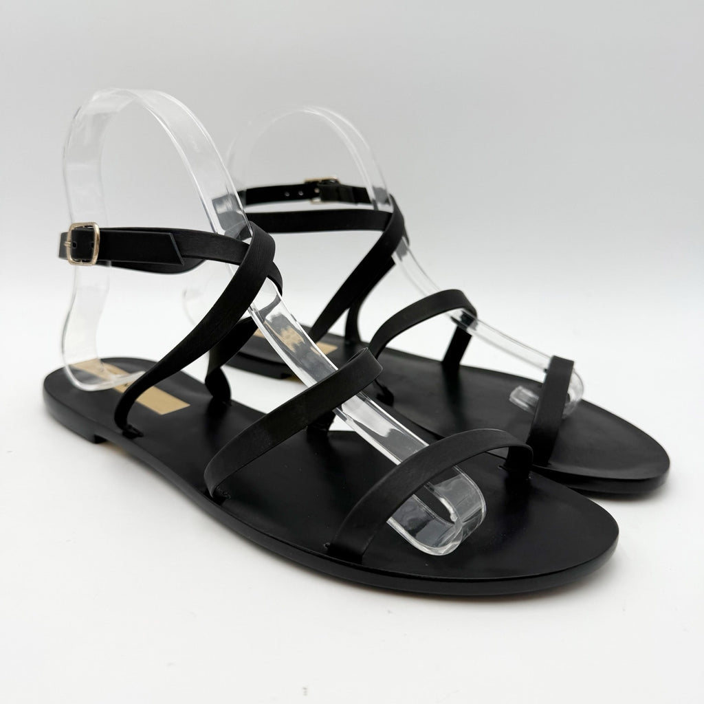 KAANAS Womens Vitoria Gladiator Flat Sandals Size 8 M Black NIB