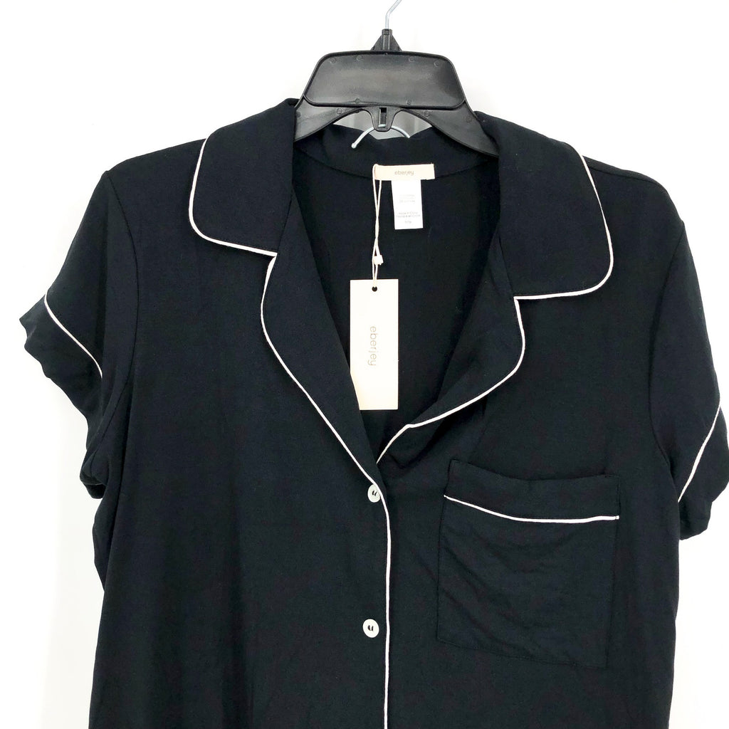 EBERJEY Women Gisele Relaxed Short PJ Set US Medium Black Pink TENCEL Modal NWOT