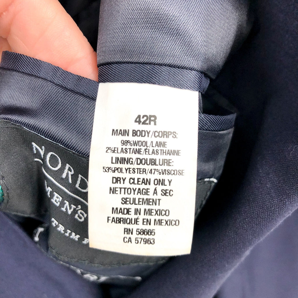 NORDSTROM Men's Tech Smart Trim Fit Suit Jacket 42R Navy Blue Stretch NWOT