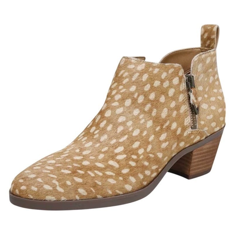 Vionic Womens Cecily Ankle Booties Size 5 EU 36 Brown Deer Print Calf Hair NWOB