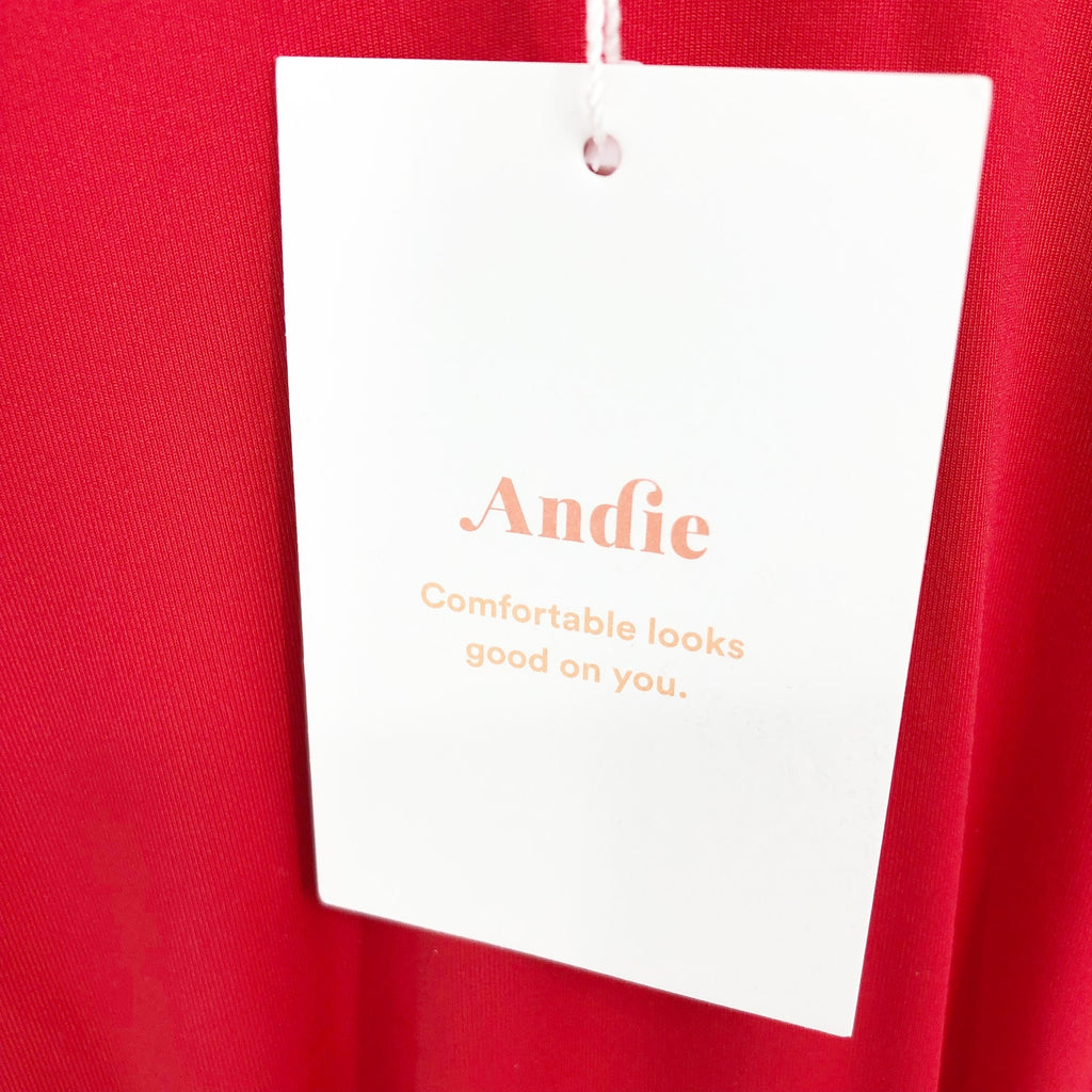 ANDIE SWIM Sardinia Long Torso One Piece XS Tall Cherry Red Plunge V-Neck