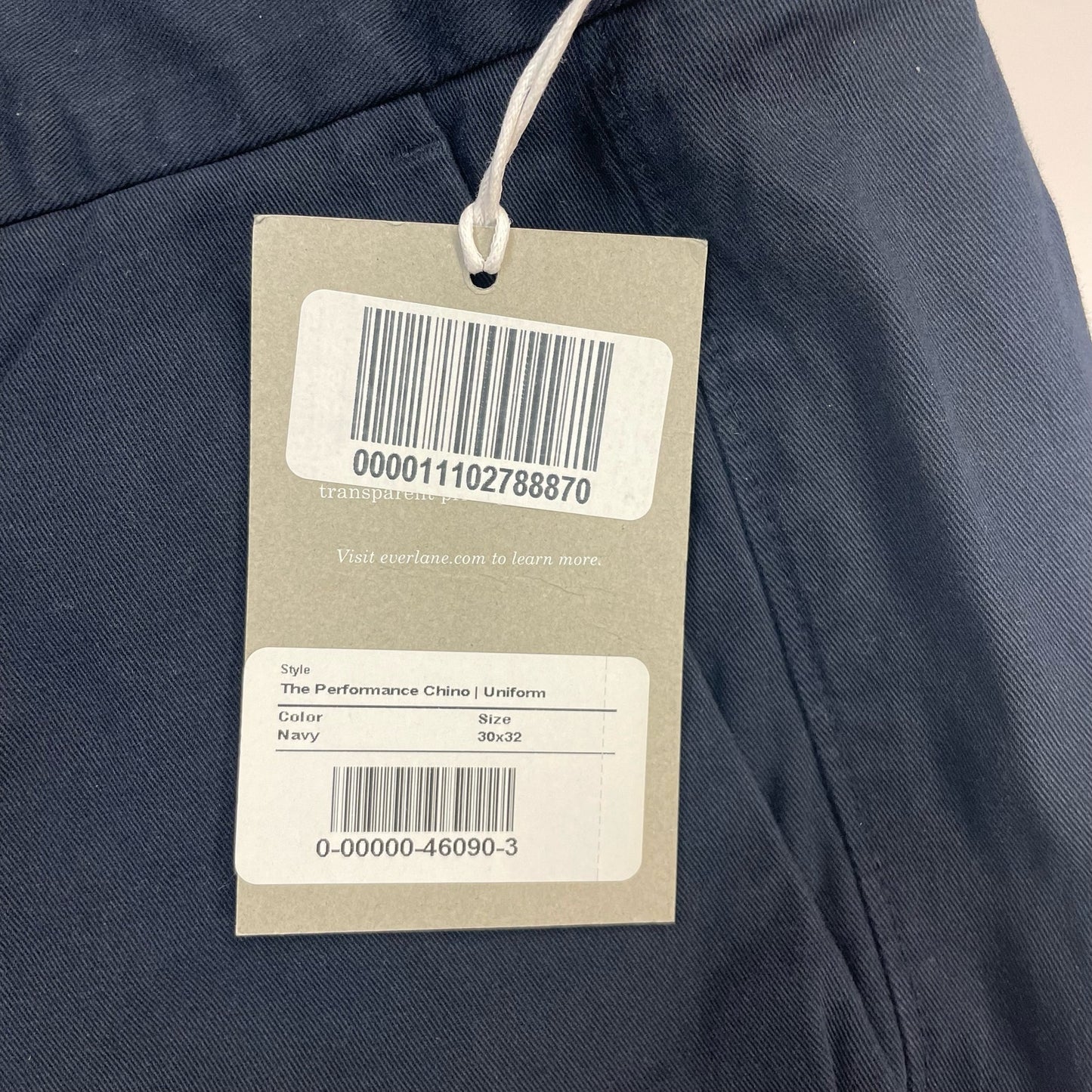 Everlane Mens Uniform Performance Chino 30x32 Navy Blue Slim Fit Pant NWT