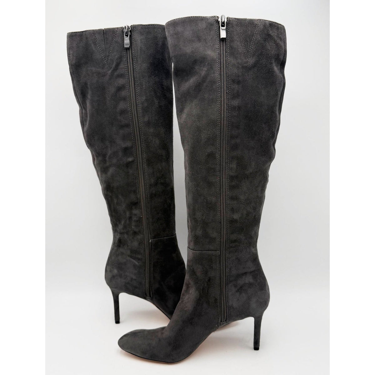 Via Spiga Womens Cassie Knee High Boots Size 5.5 EU 35.5 Gray Suede NWOB
