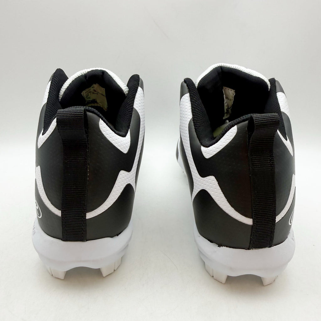Rawlings Boys Rookie Mid Baseball Cleats US 4 EU 36 Black White NIB