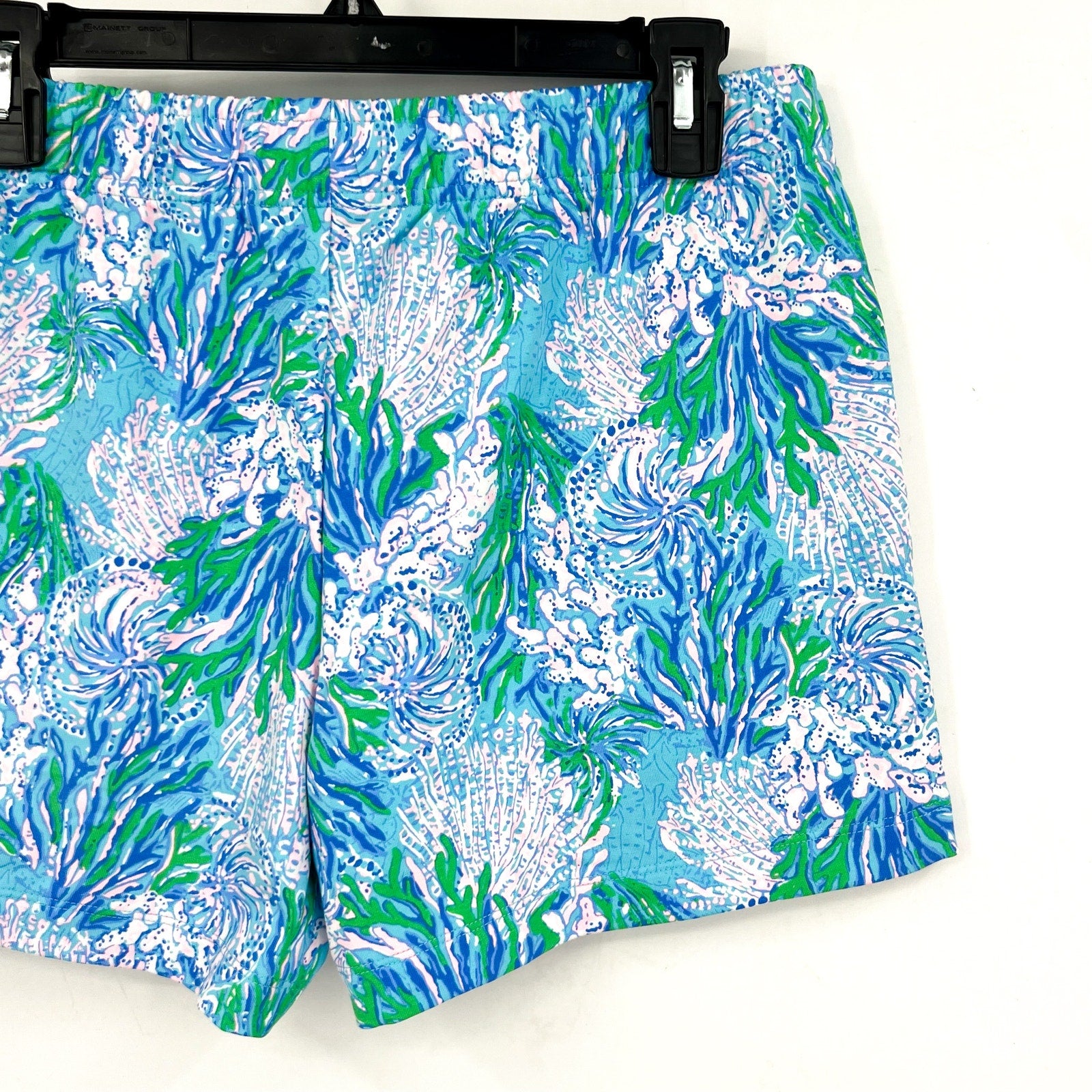 LILLY PULITZER Loxley Knit Shorts Medium Blue Aqua Strong Current Sea NWOT