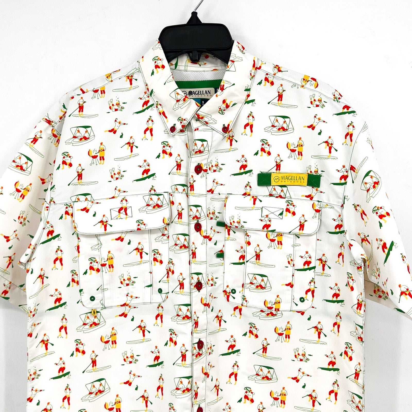 MAGELLAN OUTDOORS Laguna Madre Luchador Fishing Shirt Small White Multi NWOT