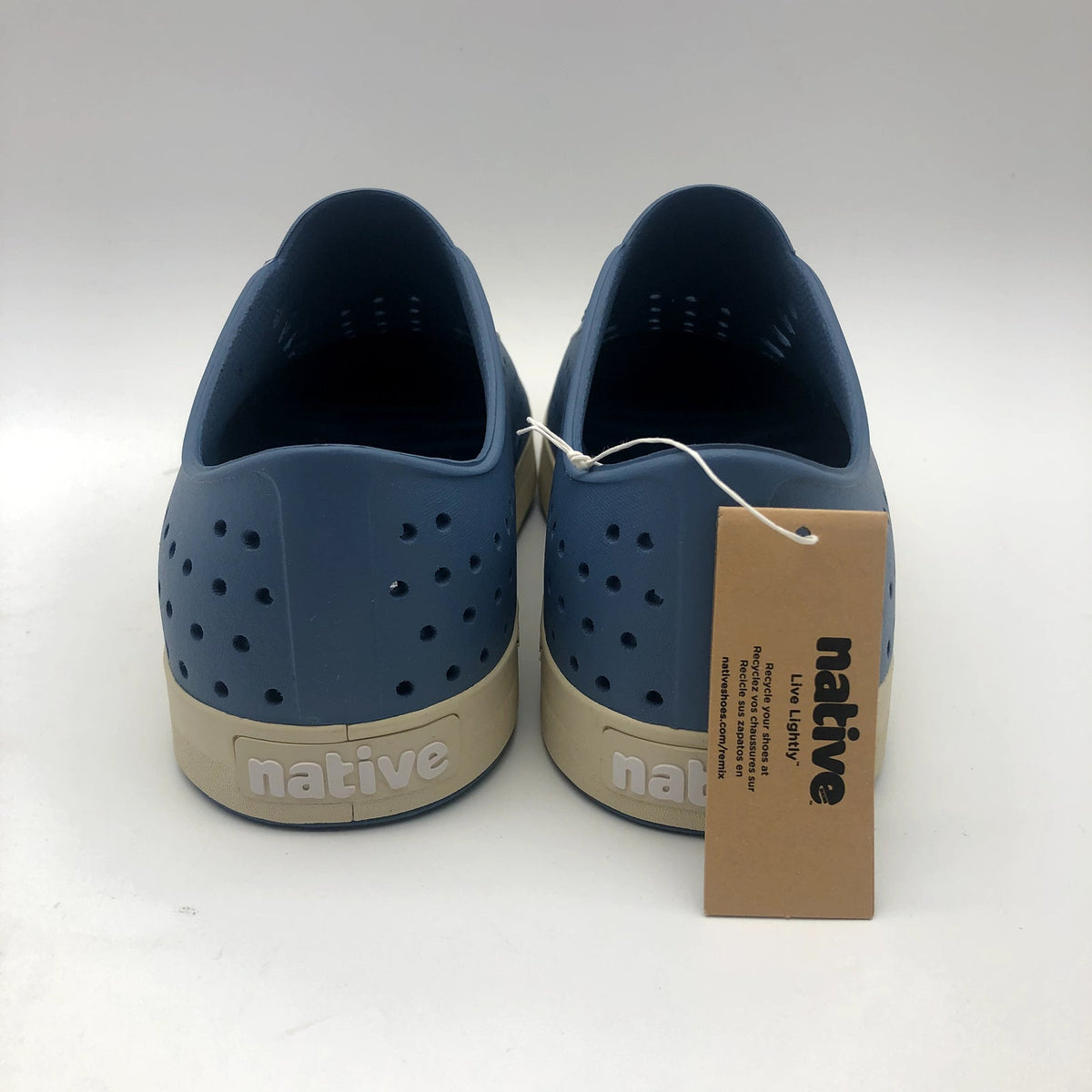 Native Jefferson Slip On Casual Shoes Mens 11 Oasis Blue Bone White Sneakers NIB