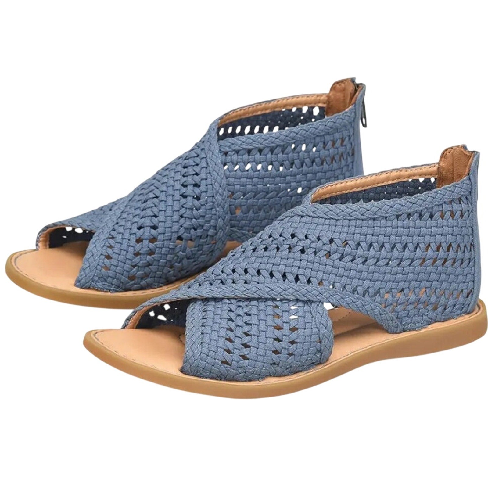 Born Womens Iwa Mac Cross-Front Sandals US 11 M EU 41.5 Blue Fabric NWOB