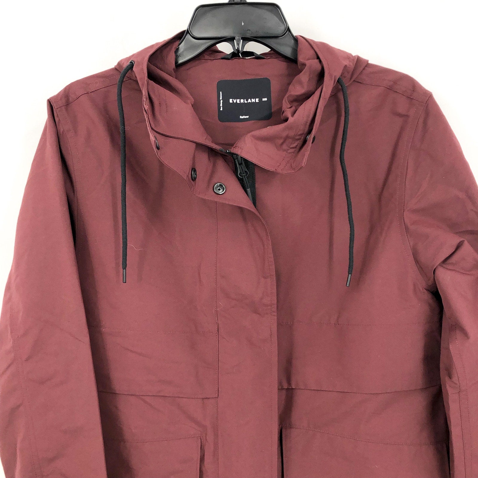 EVERLANE Womens The ReNew Anorak Rain Coat XXS Maroon Red Water-Repellent NWT