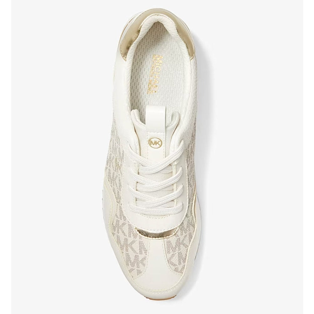Michael Kors Womens Raina Casual Sneaker US 6 M White Vanilla Gold Trainer NIB