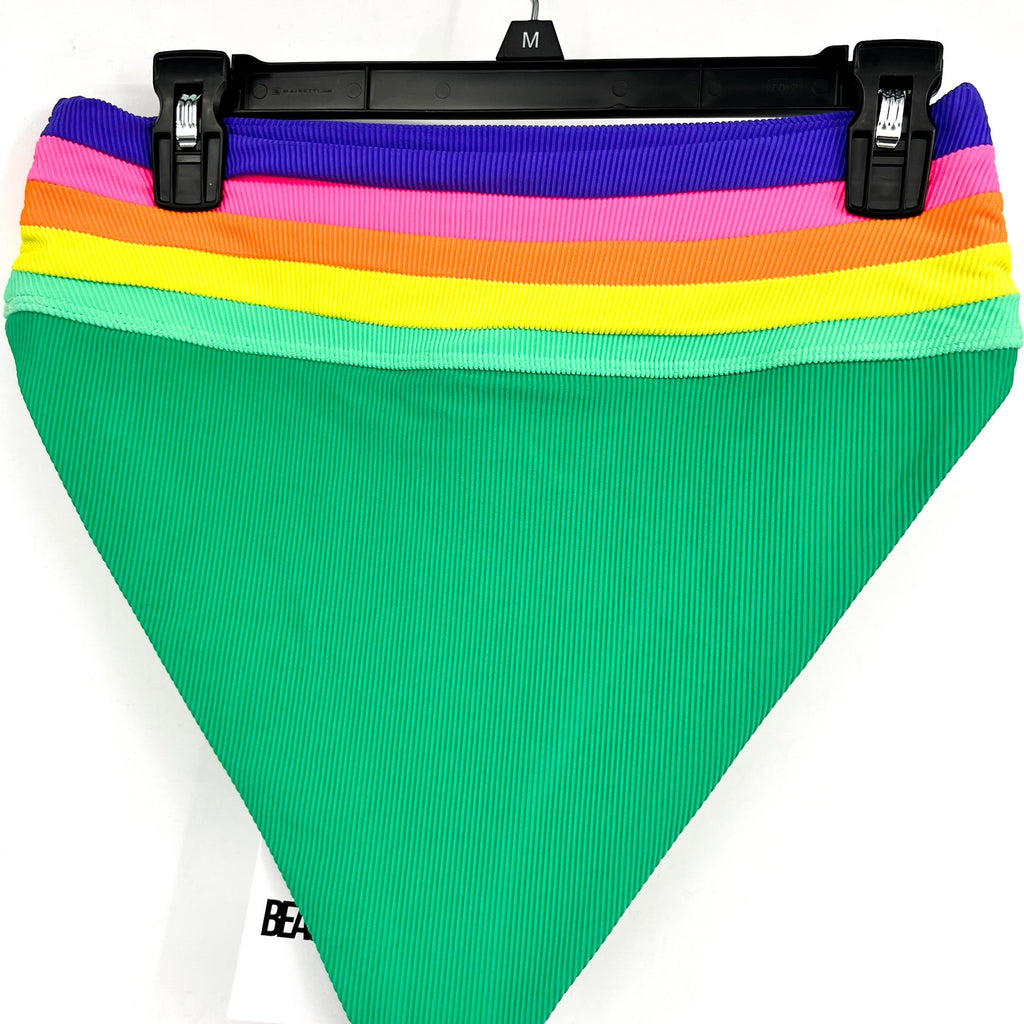 BEACH RIOT Millie Bikini Bottom Large Green Technicolor Colorblock NWT