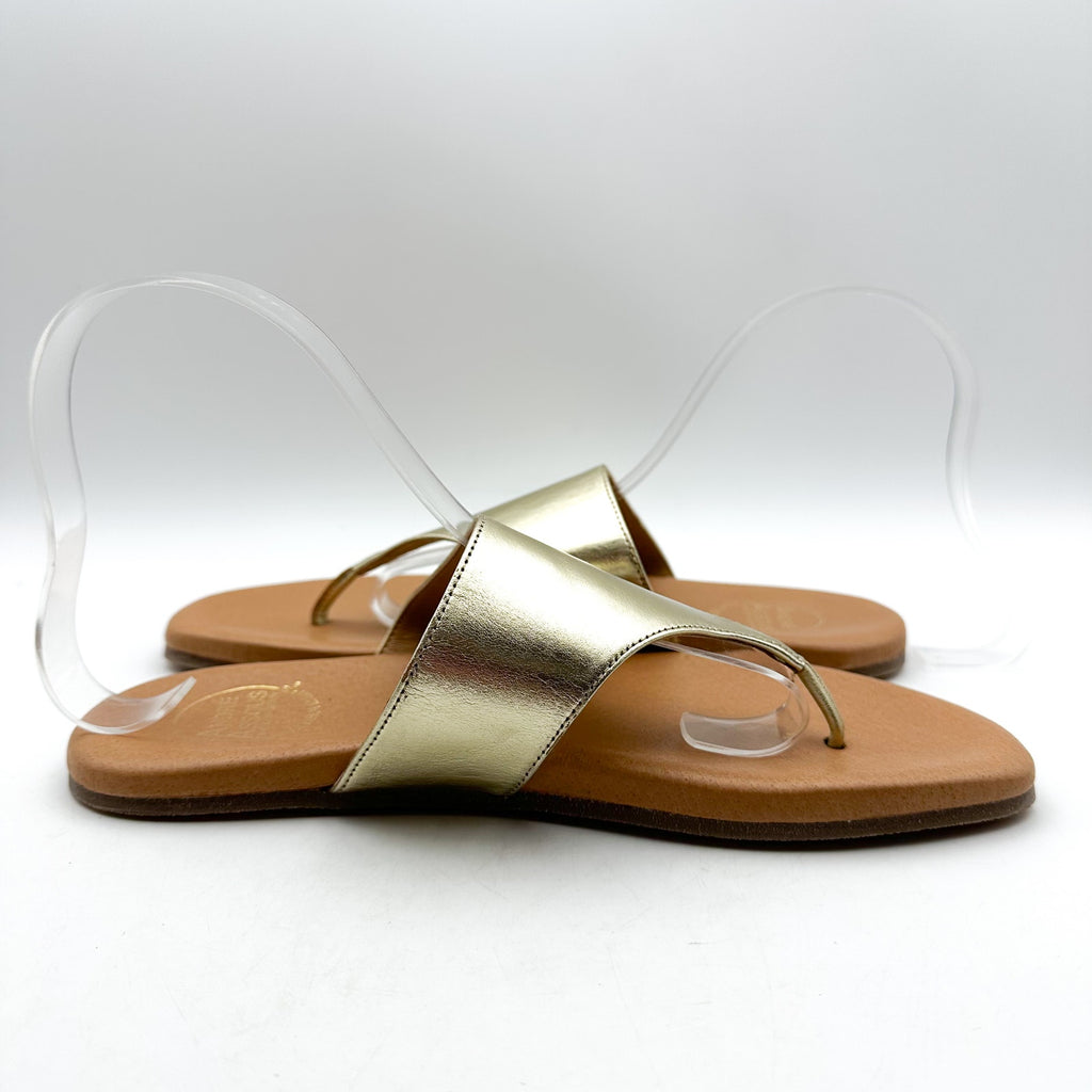 ANDRE ASSOUS Womens Paige Sandal EU 39 US 8-8.5 Metallic Gold Tan Flip Flop NWOB