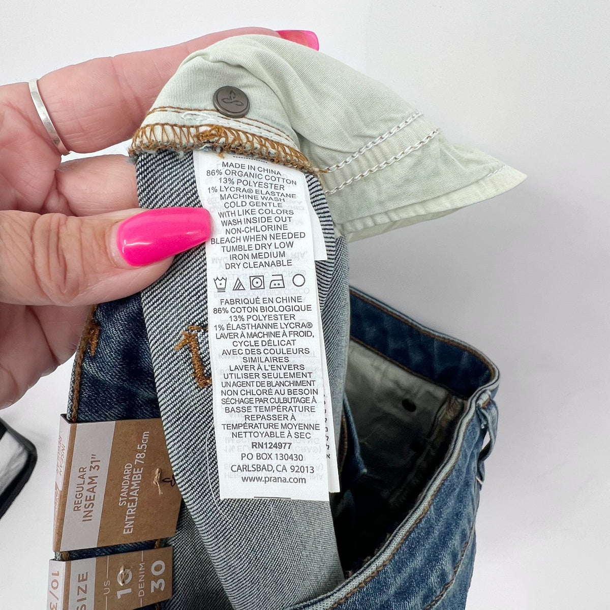 PRANA Womens Sienna Skinny Jeans Size 10 30x31 True Blue Stretch Mid Rise NWT