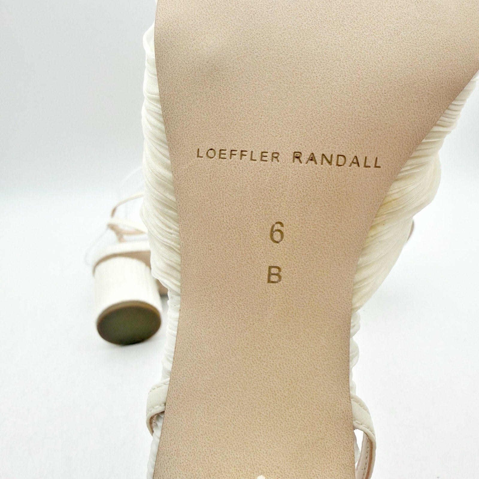 Loeffler Randall Women Dahlia Pleated Bow Heels US 6 Pearl Ivory Ankle Strap NIB