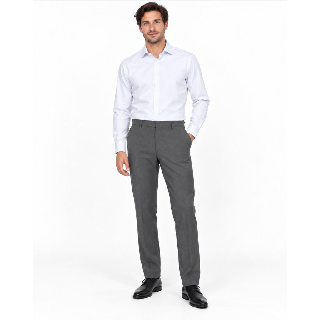 BERLE Men's Slim Straight Dress Pants Size 38x33 Grey Stretch Flat Front NWOT